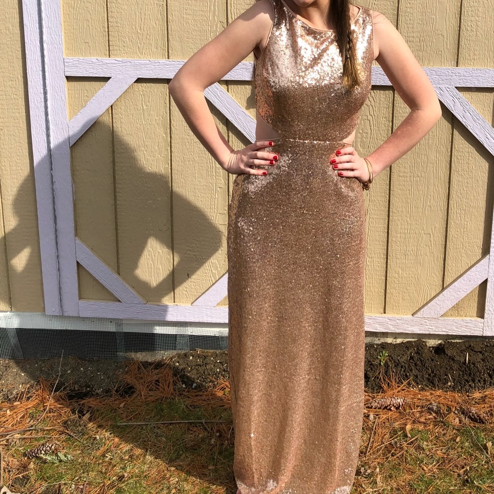 Dazzling Sequin Gold Prom Dress